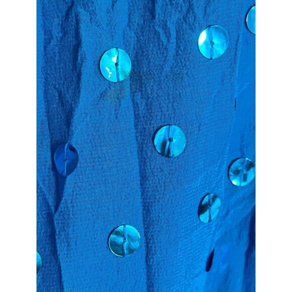 Diane Gilman Silk Sequin Top Blue 1X Glam Classic Tank Shimmer Artsy Workwear - Picture 5 of 14